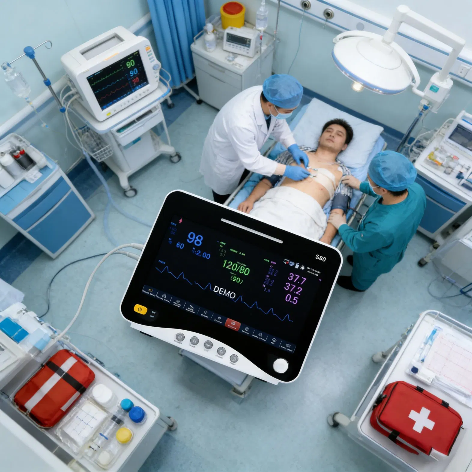 Monitor Portátil de Paciente de Grau Médico Monitor Multiparamétrico de Sinais Vitais para Uso em Ambulância
