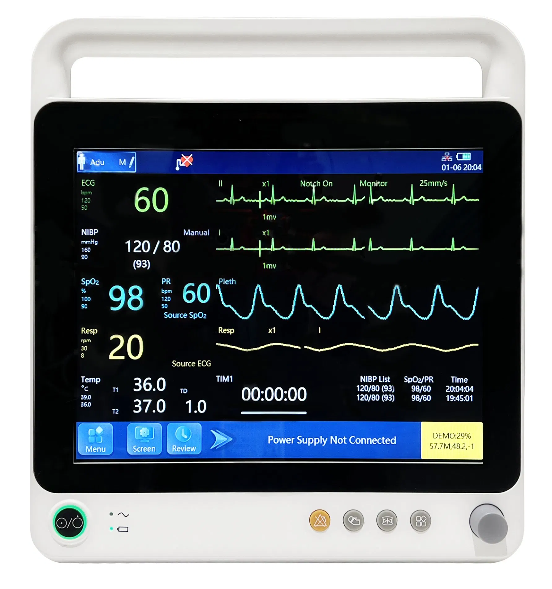 Monitor de Paciente Tela Sensível Resp IBP NIBP UTI IBP ECG SpO2 Função