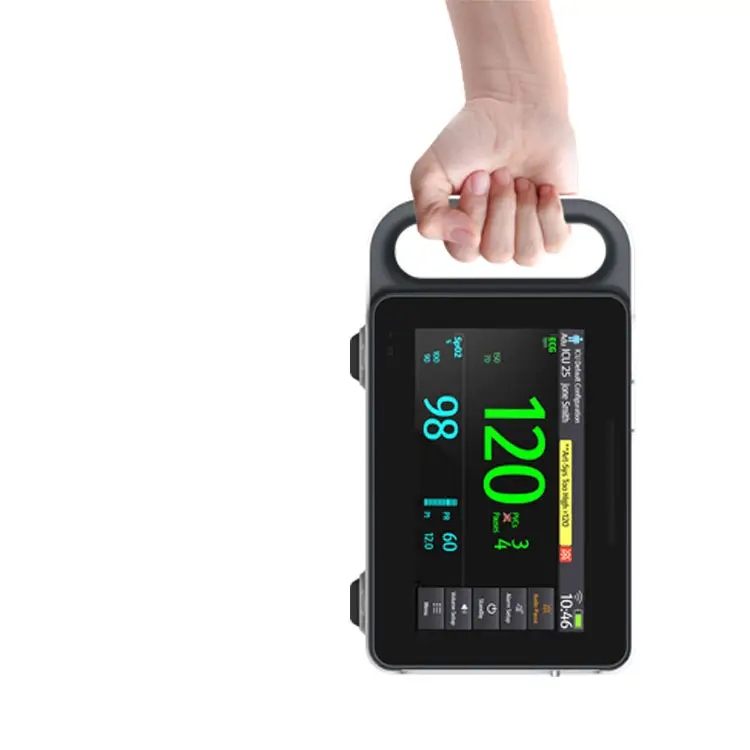 Sistema de Monitoramento Central de Pacientes Multiparamétrico com Tela Sensível ao Toque Monitor Portátil de Pacientes