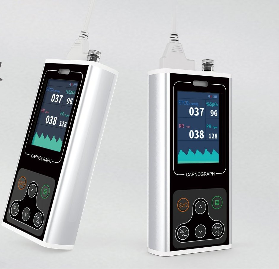 Monitor de Capnografia Cuidados com o Paciente Etco2 Sensor Portátil Capnômetro Equipamento Médico Instrumento Cirúrgico Móvel Hospital CO2 Detector Dispositivo de Capnografia Veterinário