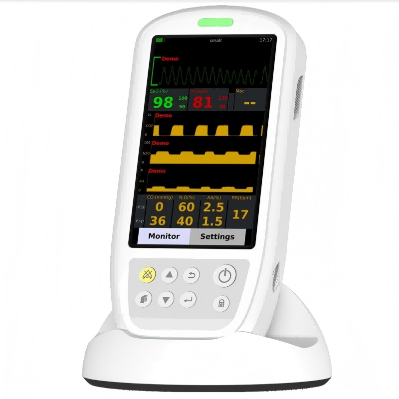 Monitor de Sinais Vitais Portátil com Etco2 SpO2 Gás Anestésico