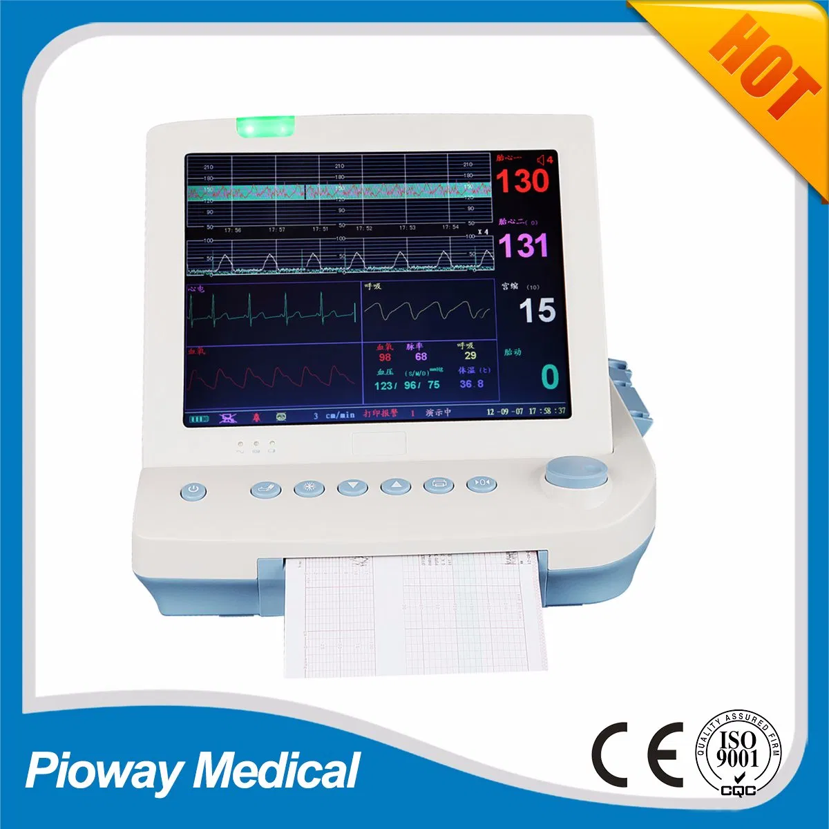 Equipamento Médico Monitor Fetal Materno, Máquina de CTG, Monitor de Paciente (PW9000B)