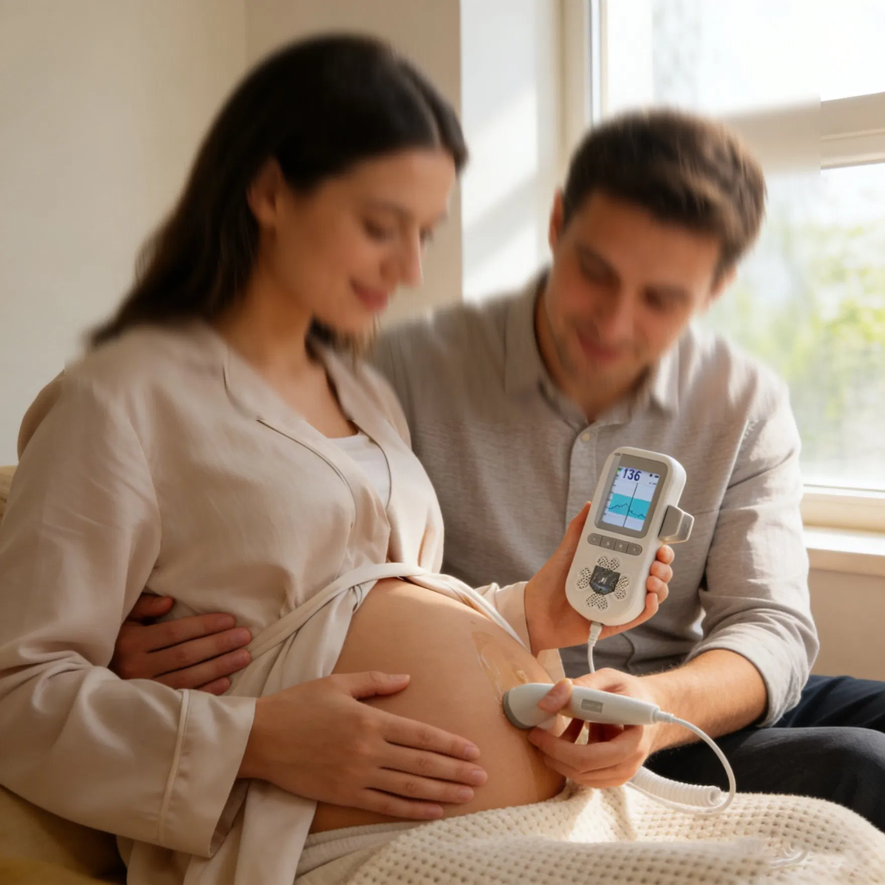 Monitor de Frequência Cardíaca Fetal Doppler Portátil Integrado com Monitor de Paciente Recarregável Durável para Uso em Casa e Clínica