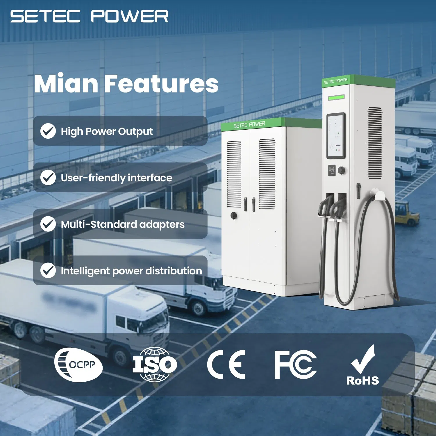 360kW-1000kW Sistema de Carregamento Rápido DC Nível 3 Estação de Carregador Rápido DC para VE