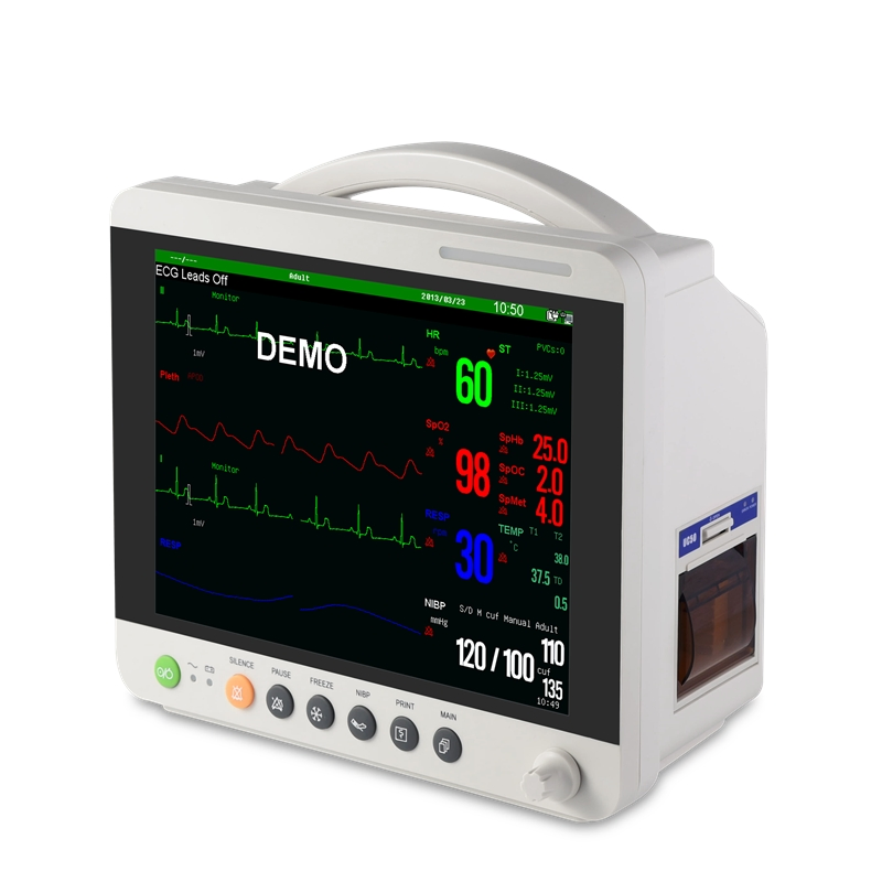 12inch Monitor de Paciente Multi Parâmetro com Tela Sensível ao Toque para Hospital Monitor de Paciente Portátil