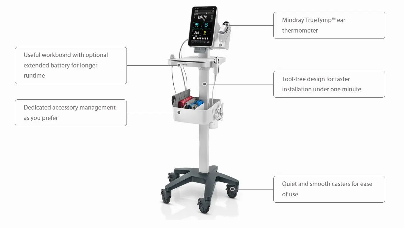 Monitor de Sinais Vitais Portátil de Múltiplos Parâmetros de Alta Qualidade para UTI Hospitalar e Ambulância Mindray VS-9