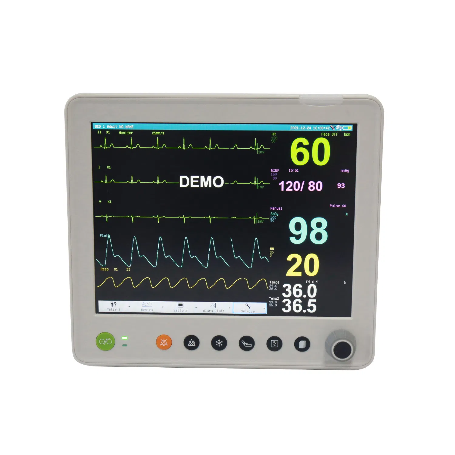Monitor de Paciente Multiparamétrico com 12.1" Tela para Equipamento Hospitalar de UTI/CCU