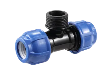 Male Thread Tee PP Compression Fitting PN16 for HDPE Pipes — Minde Factory
