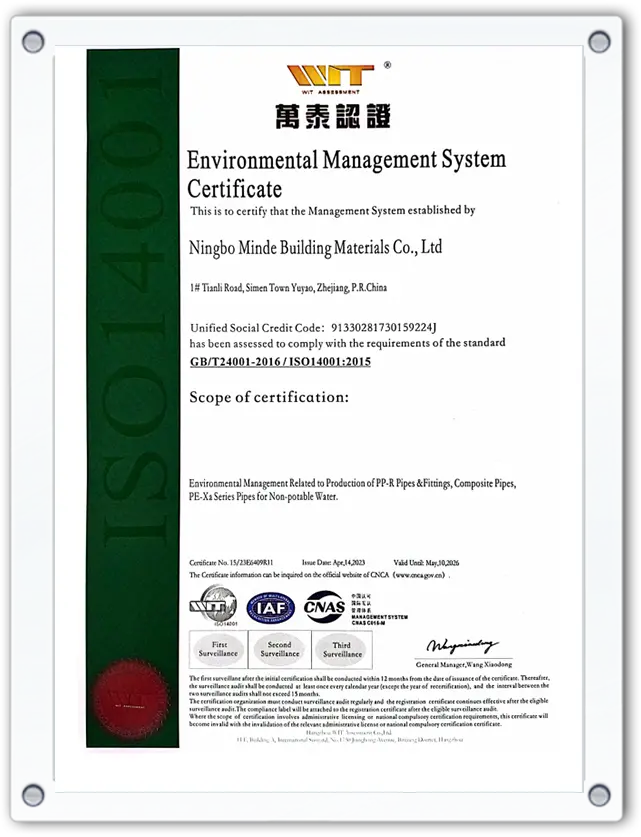 CE Certification for Minde PP Compression Fittings and PPR Pipes — EU Market Approval