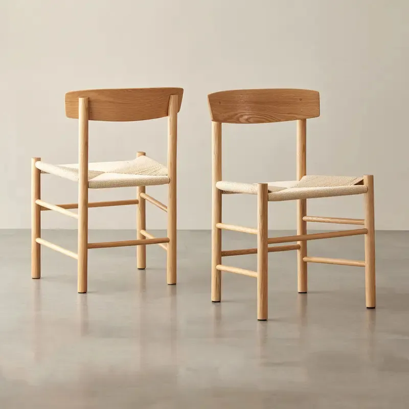 Modern Accent Lounge Bar Hotel Wooden Chair Home Decoration Coffee Restaurant Rattan Seat Dining Wood Chair