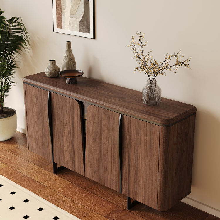 Modern Italian Style Solid Wood Sideboard Cabinet Light Luxury Vintage Storage Home Furniture Villa Entryway Hallway Shoe Rack