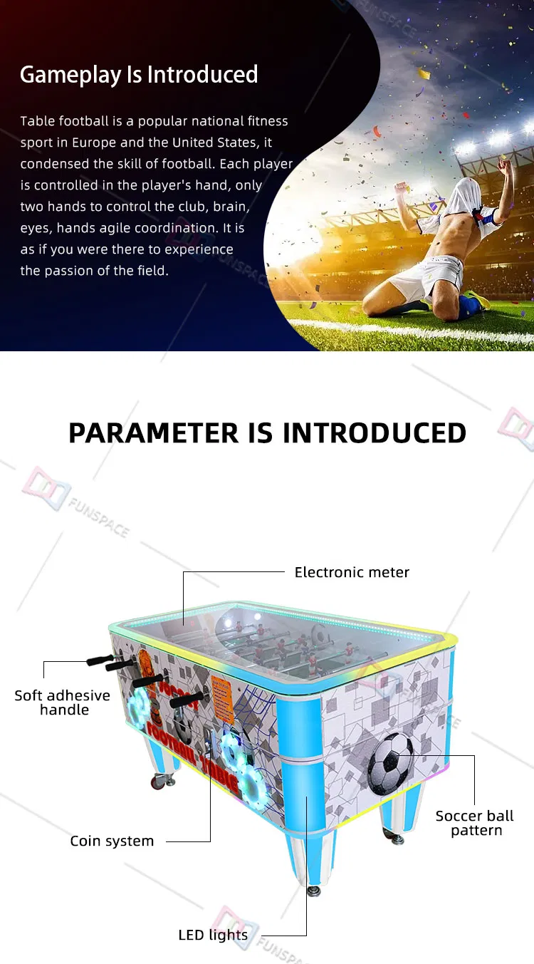 Indoor Amusement Park Gaming Room Sport Soccer Foosball Arcade Game Machine Football Table with Coin Operated