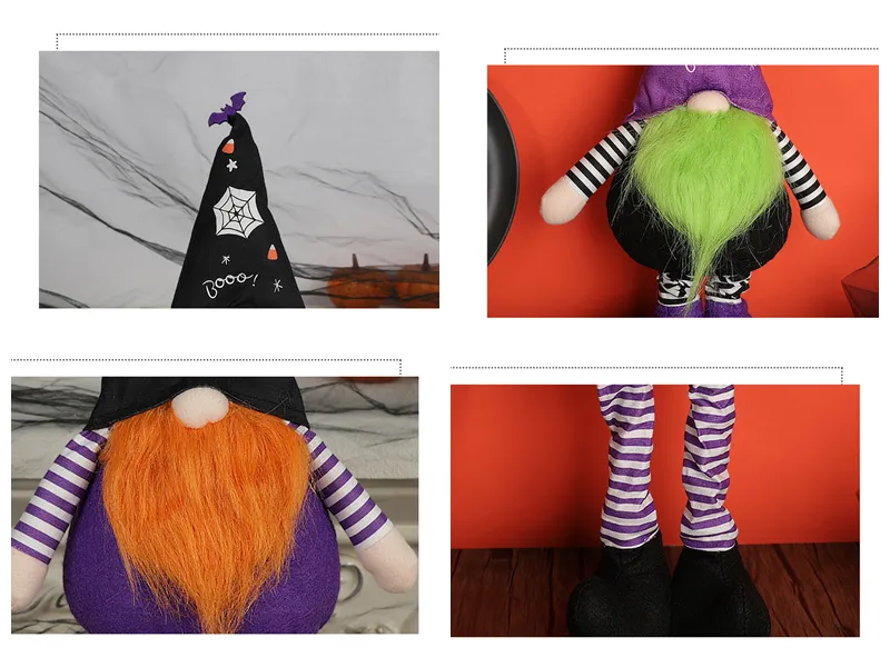 Handcrafted Plush Gnome Decor Stretchable Halloween Party Display Props Seasonal Shelf Accents