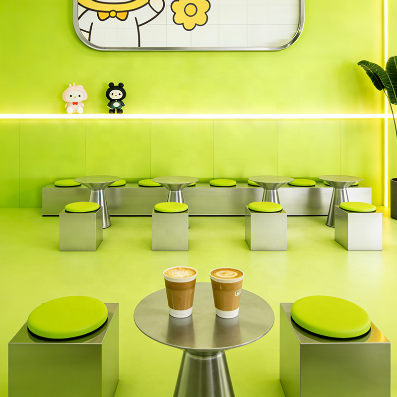 Modern Minimalist-style Coffee Shop Coffee Tables and Stools, Custom Stainless Steel Commercial Furniture