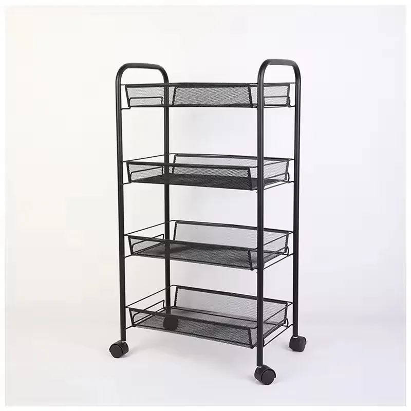 Mobile Kitchen Storage Rack with Multi-Tier Shelves for Living Room Organization