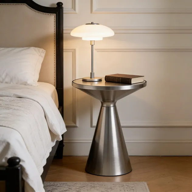 White Modern Side Table Minimalist Pedestal Accent Table Round End Table for Living Room Bedroom Home Decor