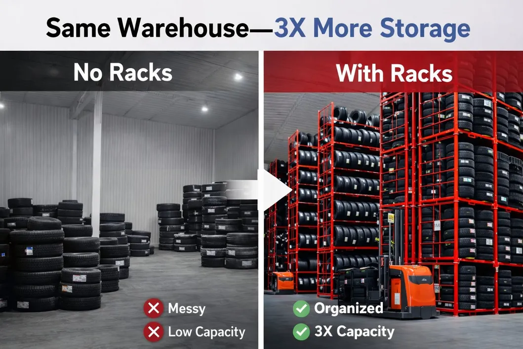 Durable Tire Storage Heavy Load Steel Powder Coating Rack for Easy Organization