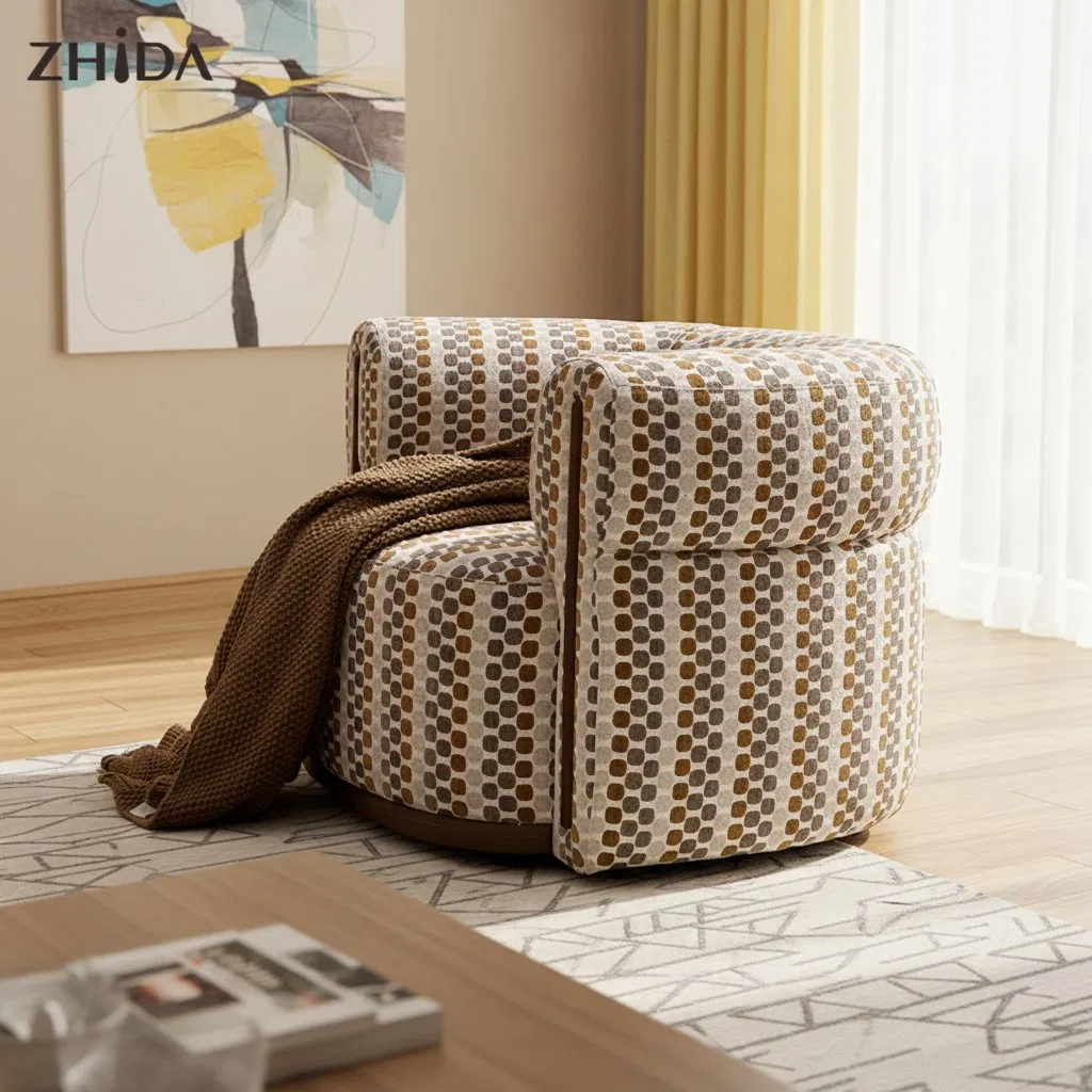 Wholesale Modern Luxury Art Decor Italian Style Cotton Linen Fabric Accent Lounge Chair Living Room Furniture with Wood Based