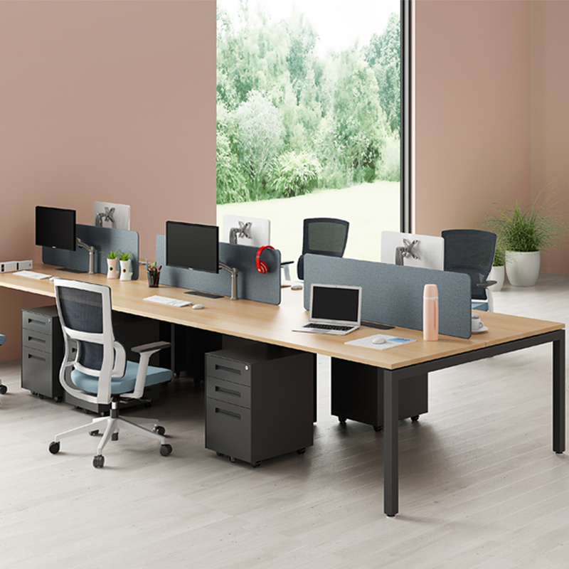 Commercial Workstation Table Metal Frame Modern 6 Person Melamine Desk Office Furniture
