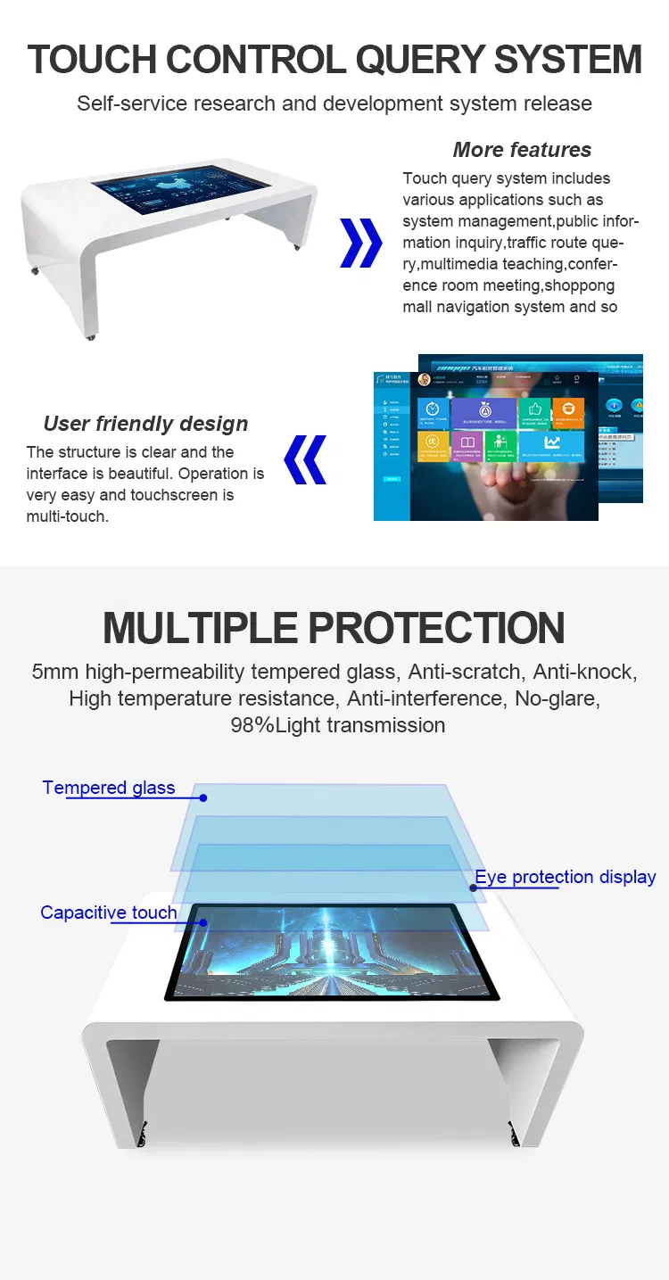 43 Inch Waterproof Android Touch Screen Interactive Touch Table for Coffee/Bar/Education/Games Player
