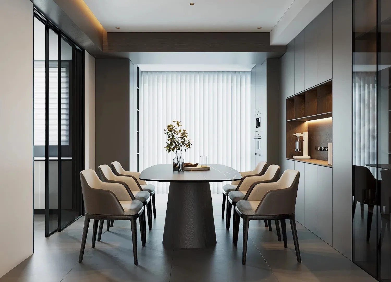 Classic Foshan Factory Modern Dining Room Marble Rectangle Dining Table 6 Seater Furniture