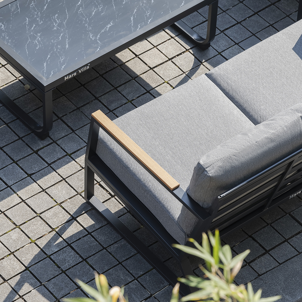 J&amp;M Modern Luxury Aluminum Outdoor Garden Sofa Set Waterproof Rust-proof 4 Piece Patio Furniture for Villa Farmhouse Hotel