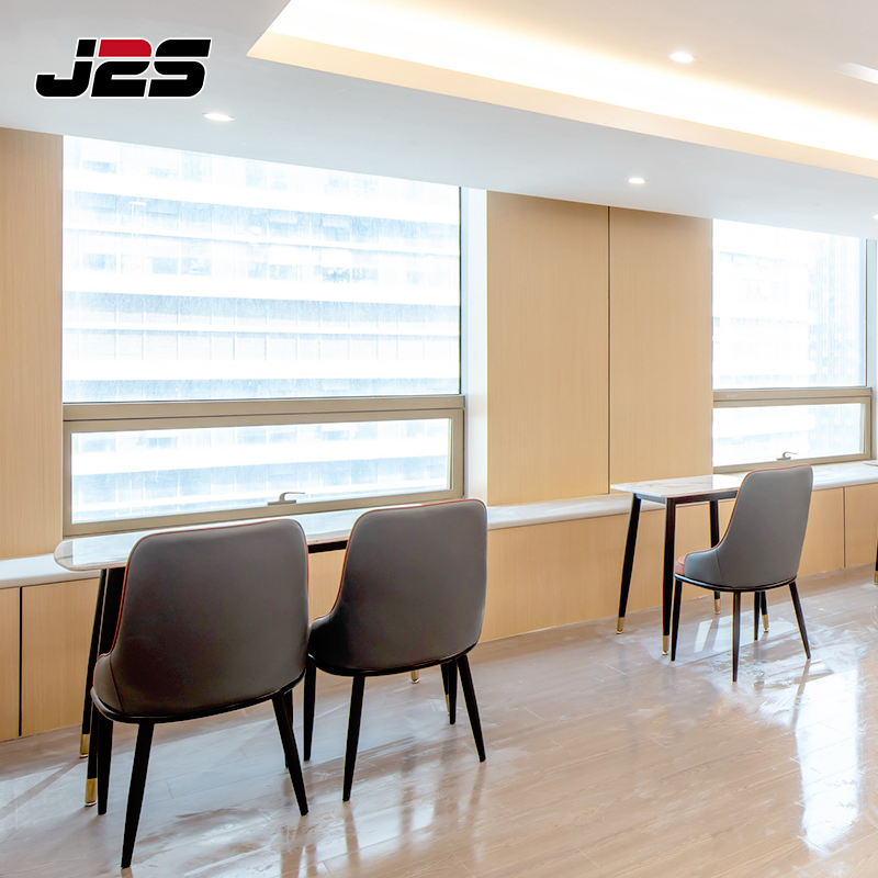 Premium Commercial Restaurant Furniture Grey Orange Seat Rectangular Stone Table Brass Foot Accent Upscale Cafe Room