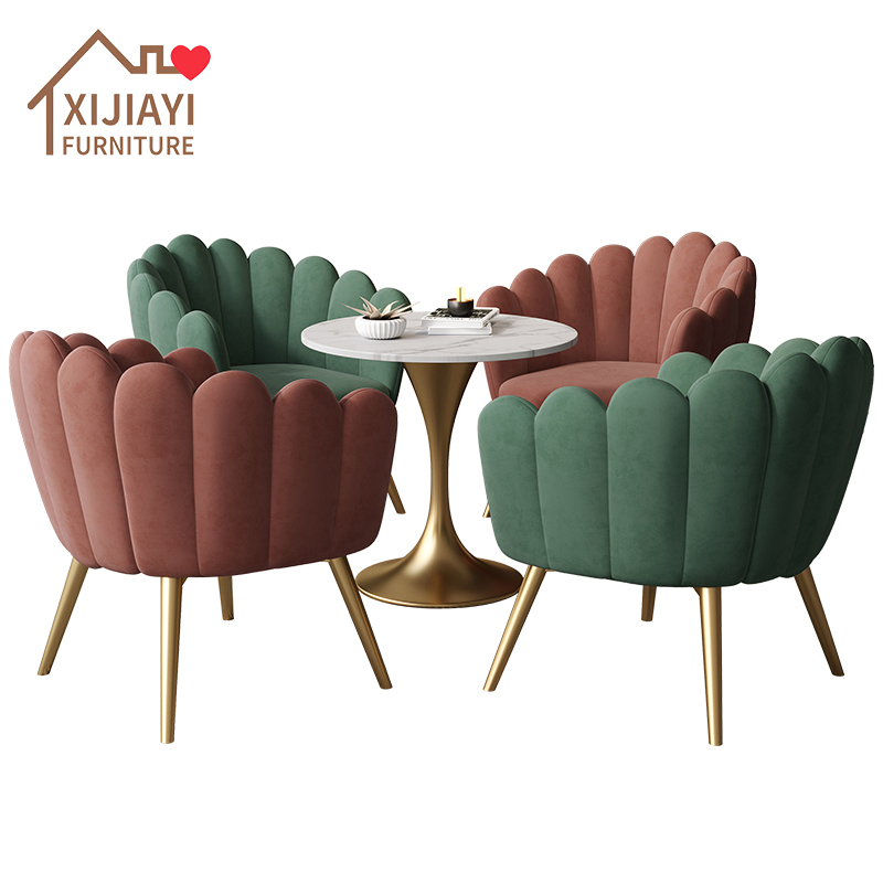 Xijiayi Velvet Accent Chair with Gold Legs for Luxury Villa Lobby Decoration