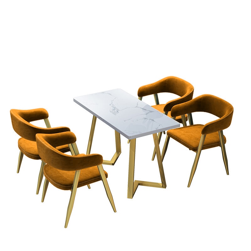 Restaurant Furniture Sets Yellow and White Colorful Booth Sofa Dining Tables and Chairs Set for Restaurant