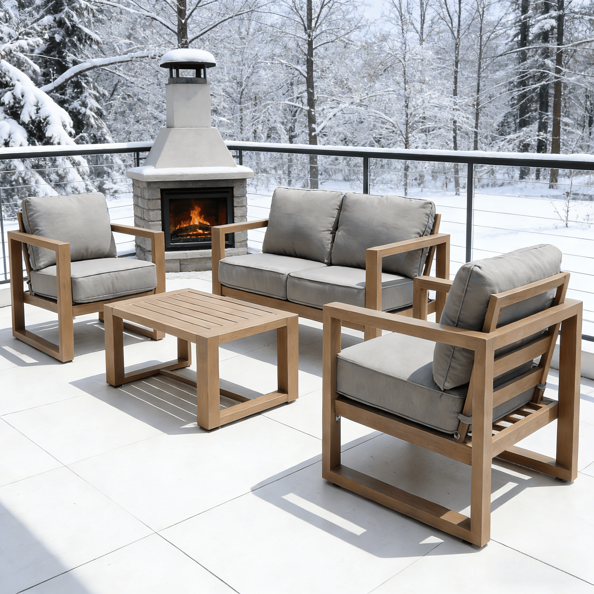 Modern Iron Garden Sofa Set Outdoor Furniture Durable Eco-Friendly Patio Dining Table and Chair