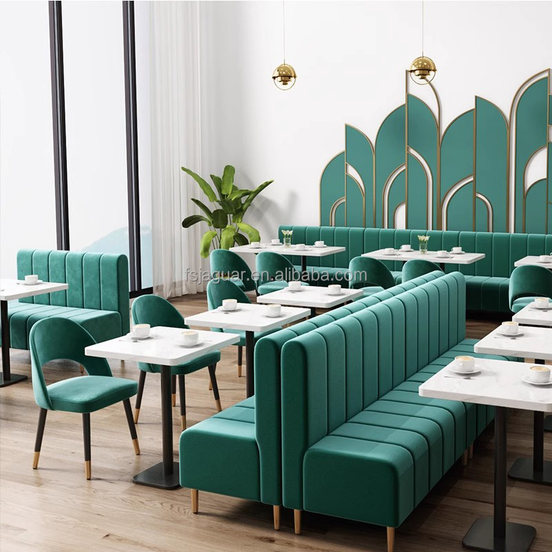 Soft Plastic Restaurant Furniture Set for School Cafe Coffee Shop Bistro Dining Hall Hotel-Includes Sofa Bench Table Chair