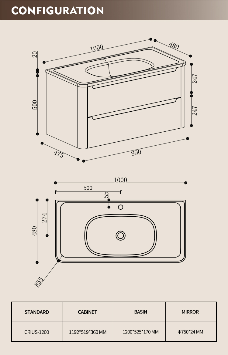 Luxury Wall Mount Bathroom Cabinet Detail