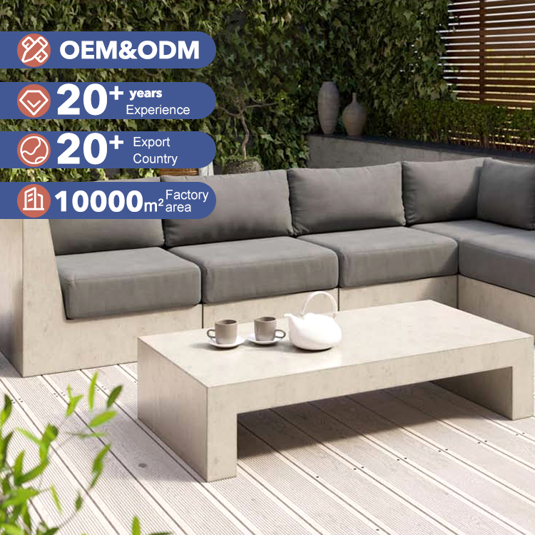 High Strength Custom Outdoor Lounge Modern Patio Seat Furniture Set Backyard Concrete Garden Sofa