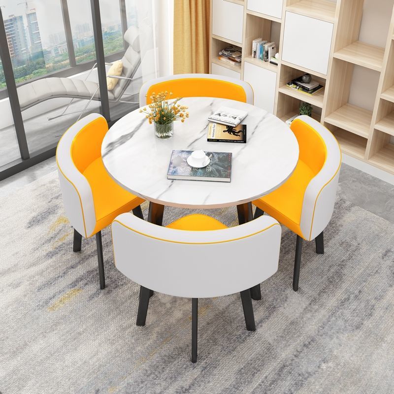 Modern 4-Seater Dining Table and Chair Set Economical Wooden Design for Cafe Shop or Living Room Space Saving
