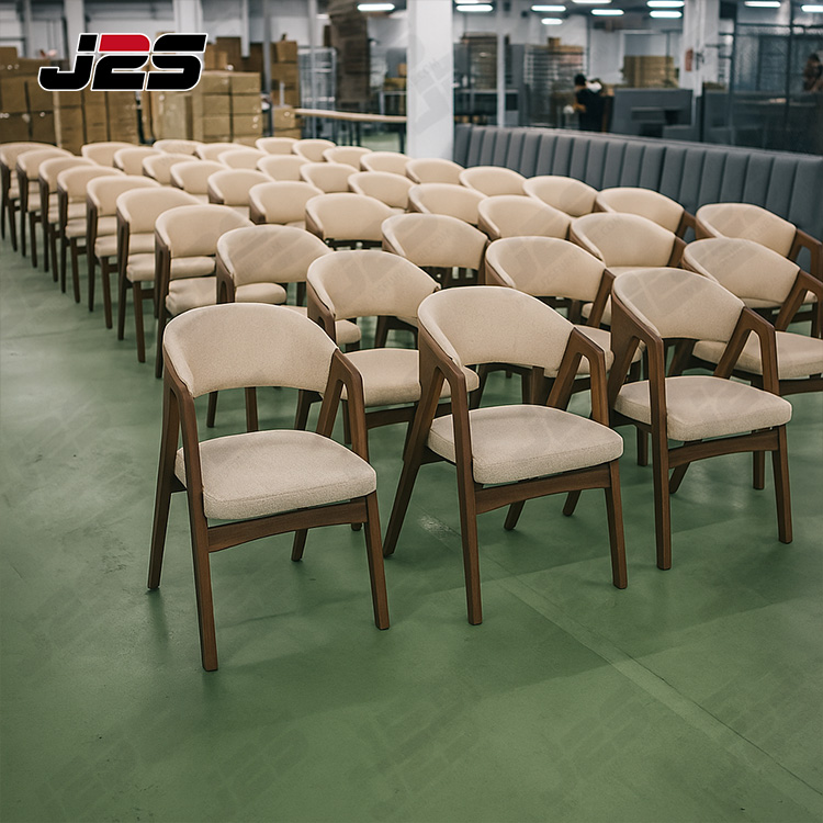 Luxury Upholstered Restaurant Chair Sets with Curved Armrest and Solid Wood Frame for Commercial Coffee Shop Furniture Projects