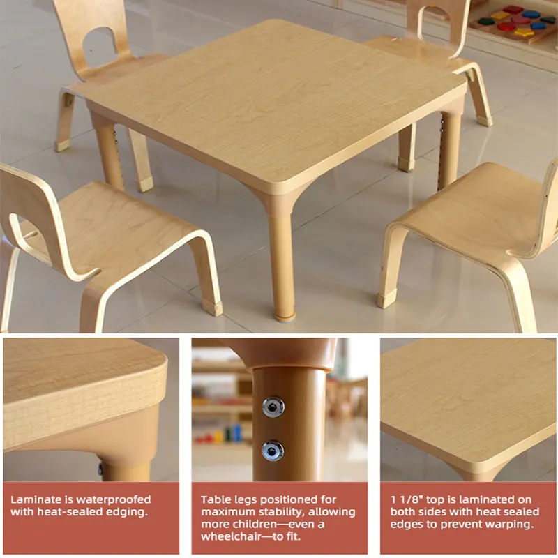 Modern Eco-Friendly Bent Wood Montessori Reggio Classroom Table Chair Set Ergonomic Design Cabinet for Kindergarten Furniture