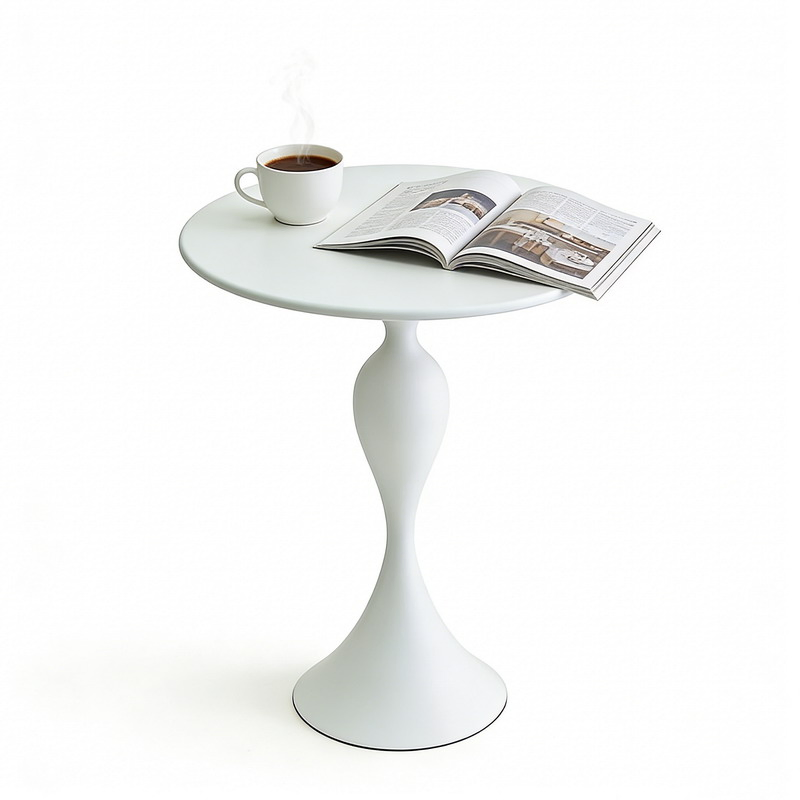 White Modern Side Table Minimalist Pedestal Accent Table Round End Table for Living Room Bedroom Home Decor