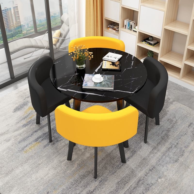 Modern 4-Seater Dining Table and Chair Set Economical Wooden Design for Cafe Shop or Living Room Space Saving