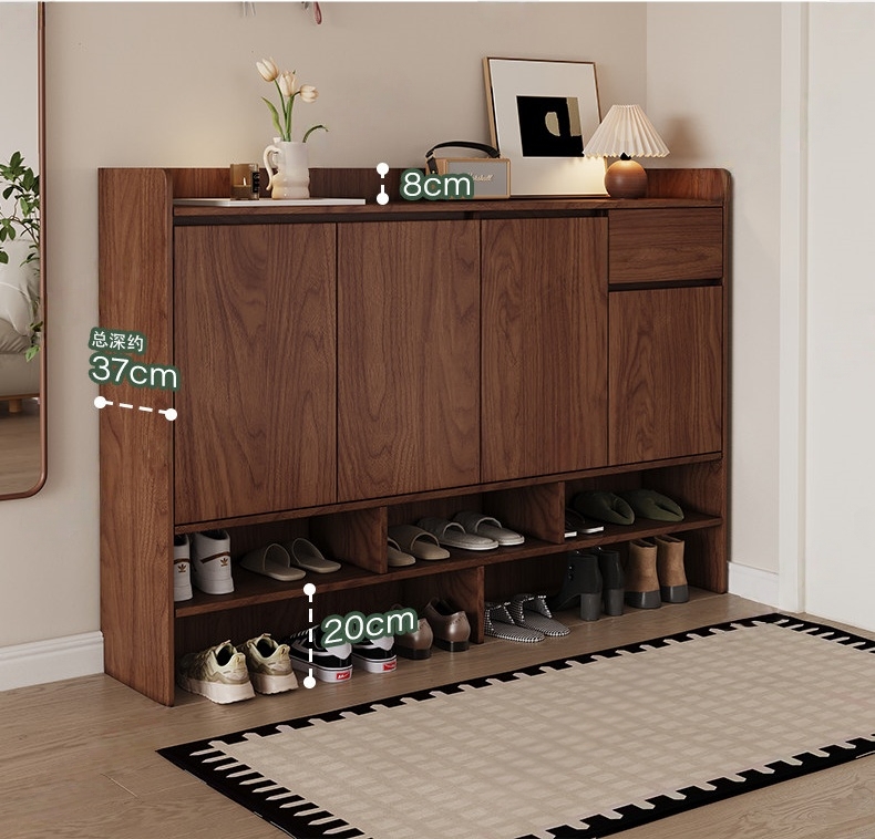 ENF-Grade Custom-Made Imported North American Oak Modern Shoe Cabinet Eco-Friendly Modular Shoe Rack for Home Hallways Entryways