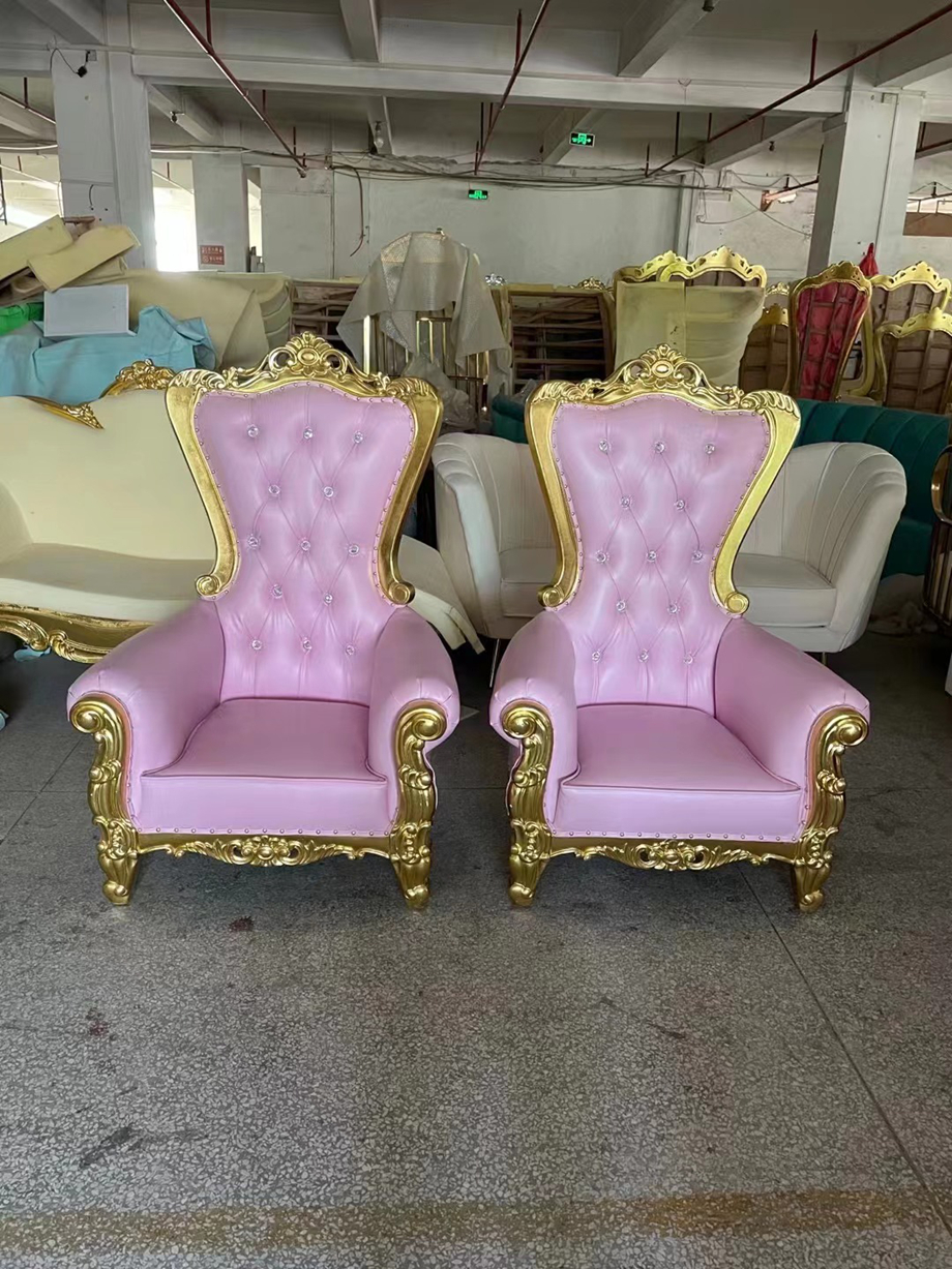 Kids Durable Solid Oak Wood Throne Chair White and Gold Modern Design Commercial Use for Weddings Hotels Living Rooms
