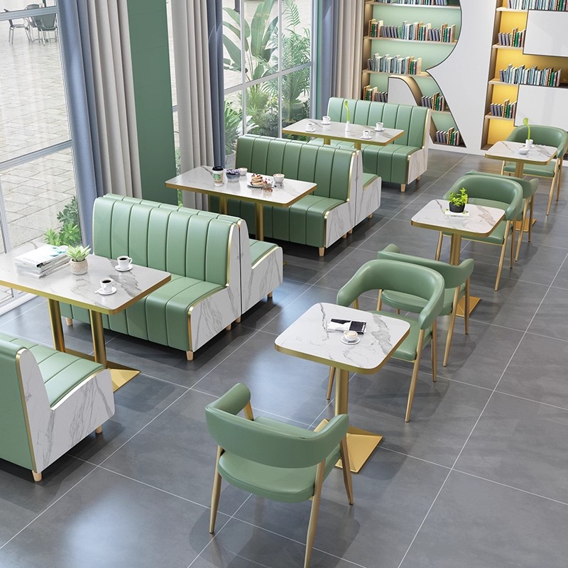 Custom Pizza Bakery Coffee Tea Shop Commercial Hospitality Fast Food Furniture Table and Chair Set Booth Sofa for Restaurants
