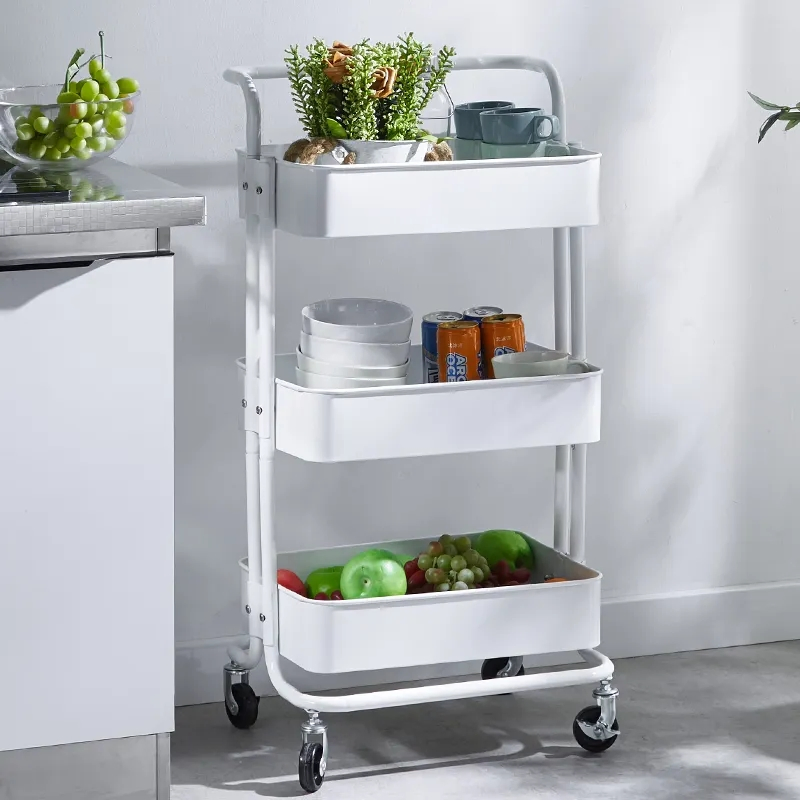 Stylish 3-Tier Rolling Storage Cart for Kitchen Organization Solutions