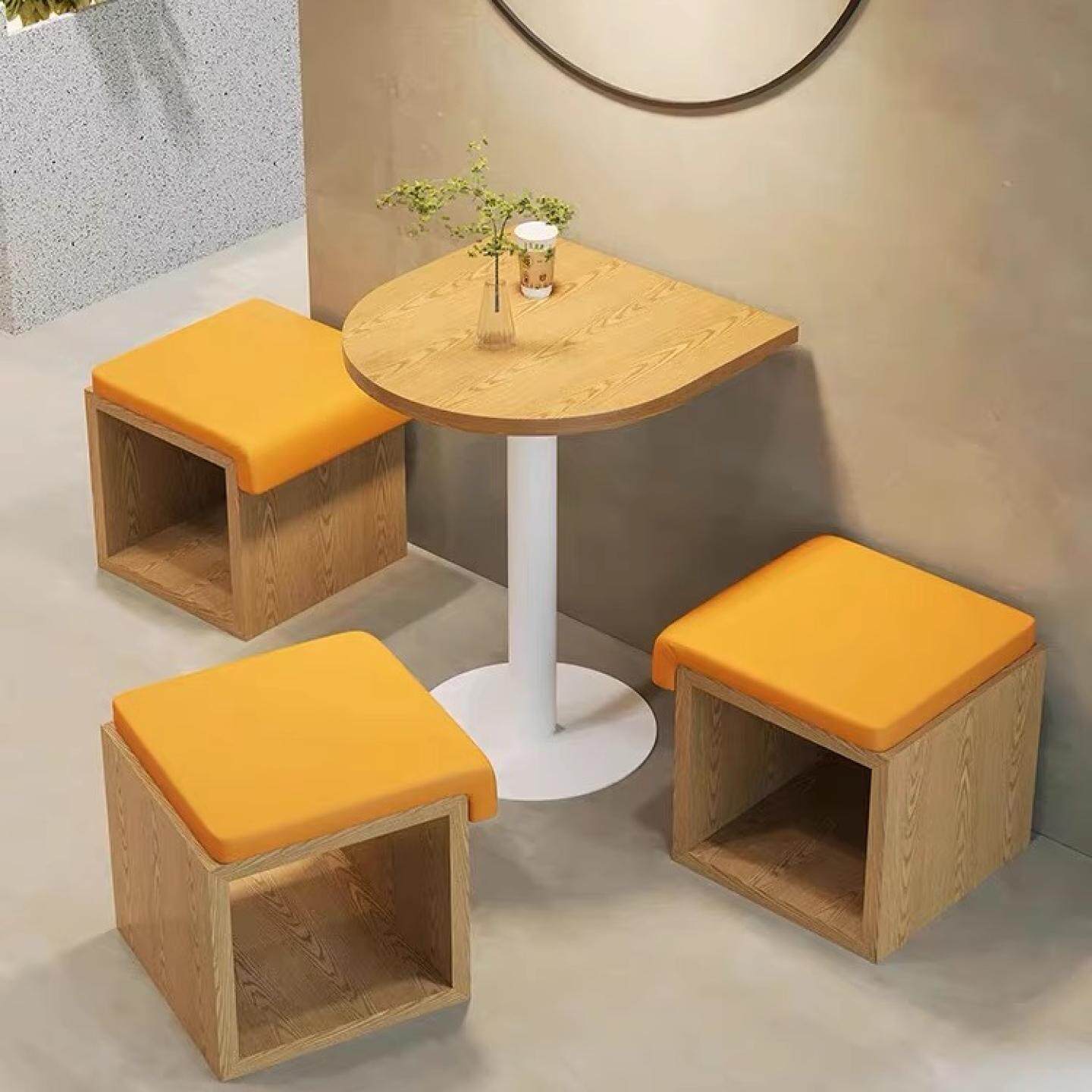 French High-end Restaurant Table and Chair Set Stool Against the Wall Customized Coffee Shop Long Card Seat Sofa