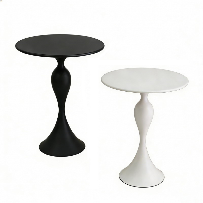 White Modern Side Table Minimalist Pedestal Accent Table Round End Table for Living Room Bedroom Home Decor