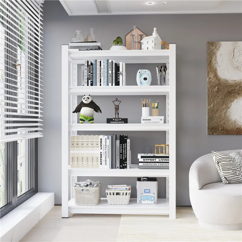 Sleek Black Adjustable 5-Tier Storage Rack for Home Organization