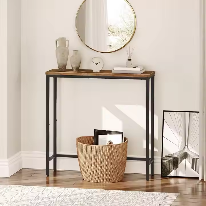 Minimalist Metal Thin Console Sofa Table Skinny Hallway Entryway Home Furniture for Living Room Behind Sofa