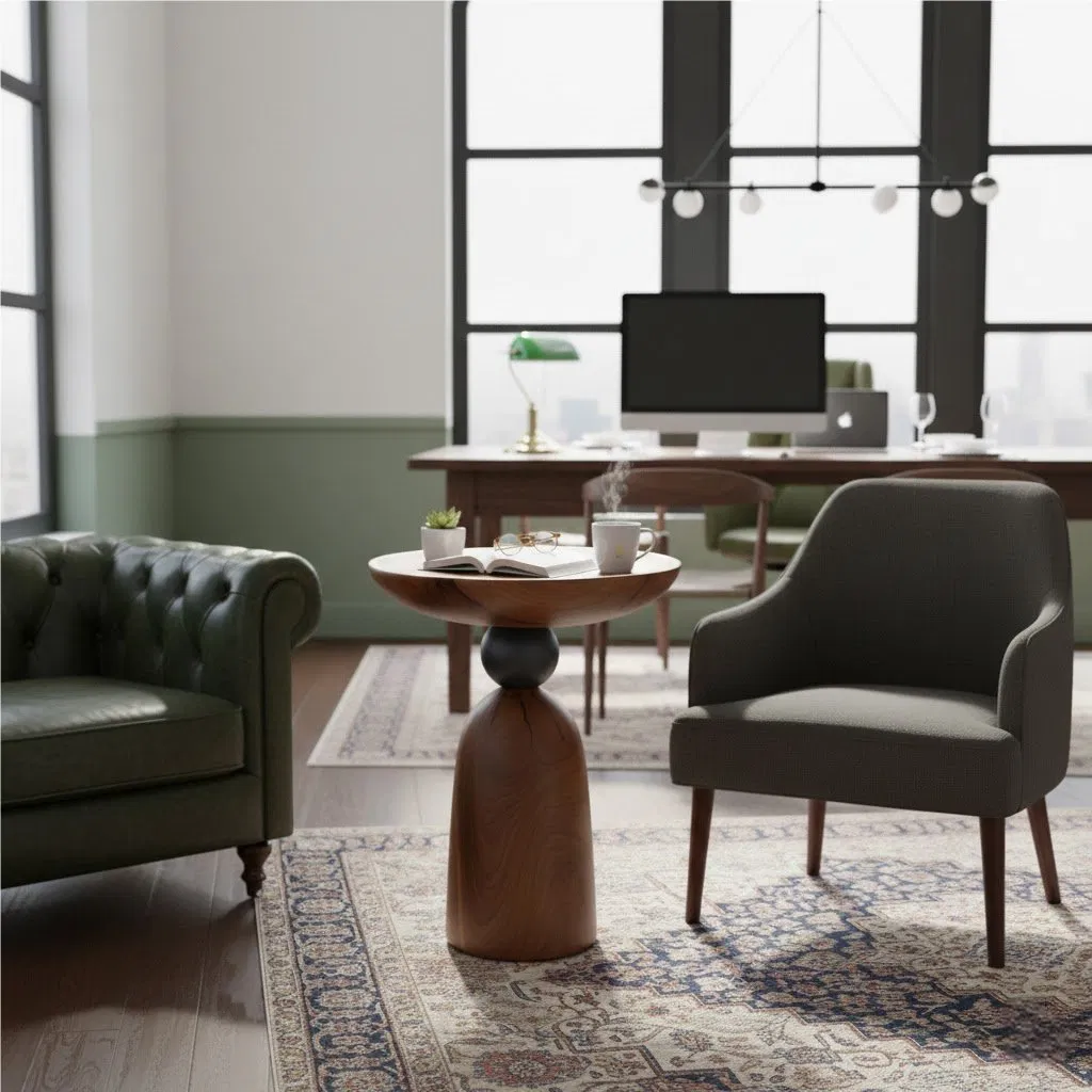 Unique Natural Wood Accent Table, Organic Pedestal Shape for Living Room Decor