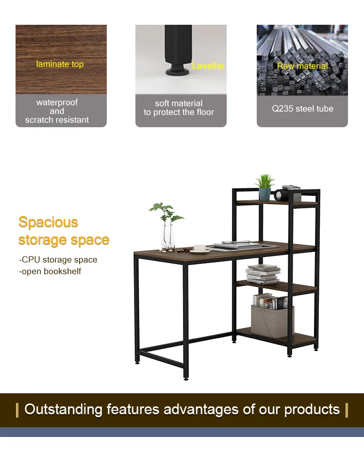 Modern Wooden Industrial Style Computer Home Office Desk Furniture