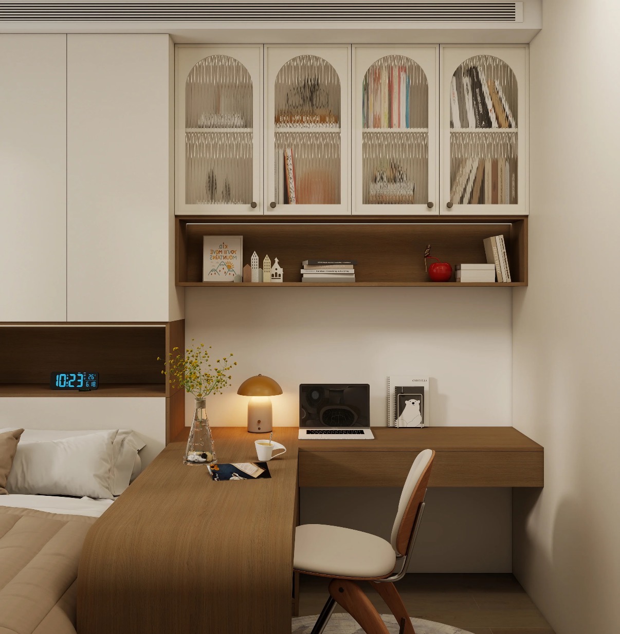Modern Wooden Kids Bedroom Furniture Set with Desk Bookcase Wardrobe Solid Wood Children Study Storage Cabinet for Nursery Room