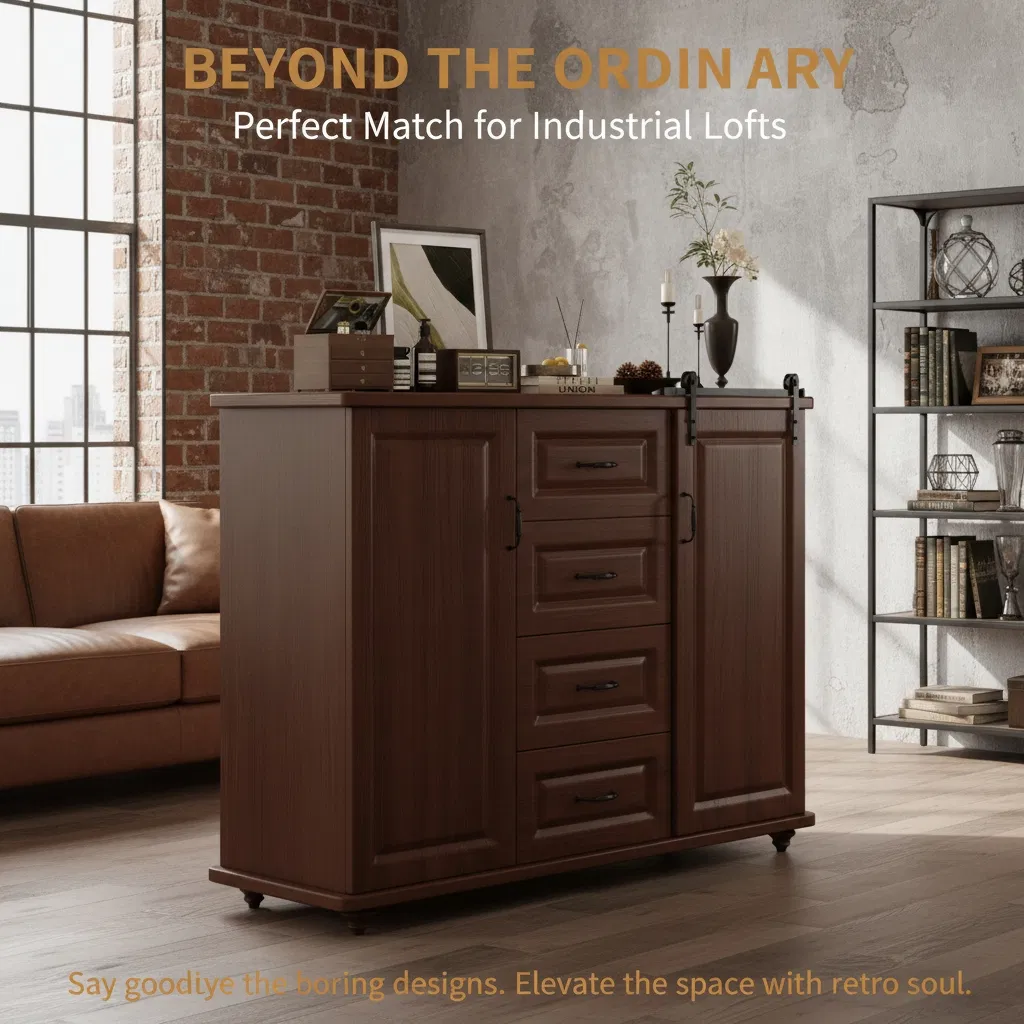 Classic Natural Wood Storage Cabinet for Daily Family Organization Furniture